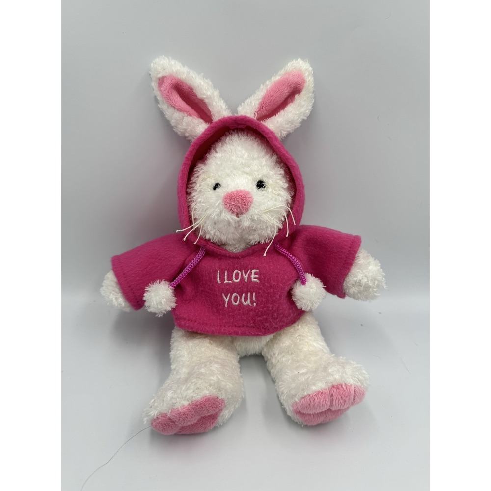 GANZ White I LOVE YOU! HOODIES BUNNY Rabbit 12" Plush Pink NO TAG